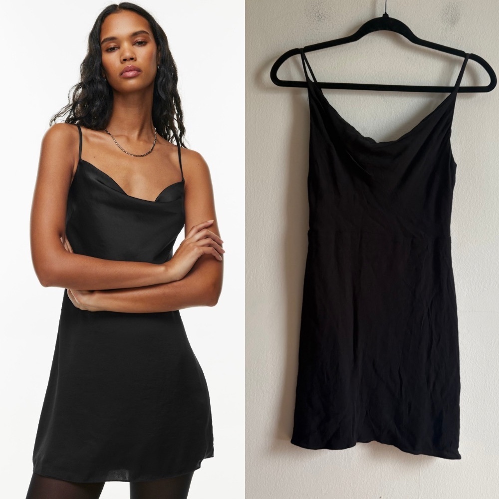 Aritzia Sunday Best Sz S Spencer Black Cowl Neck Little Black Mini Dress